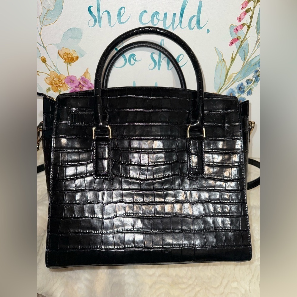 Michael Kors Hamilton Crocodile-Embossed Satchel - Picture 7 of 12